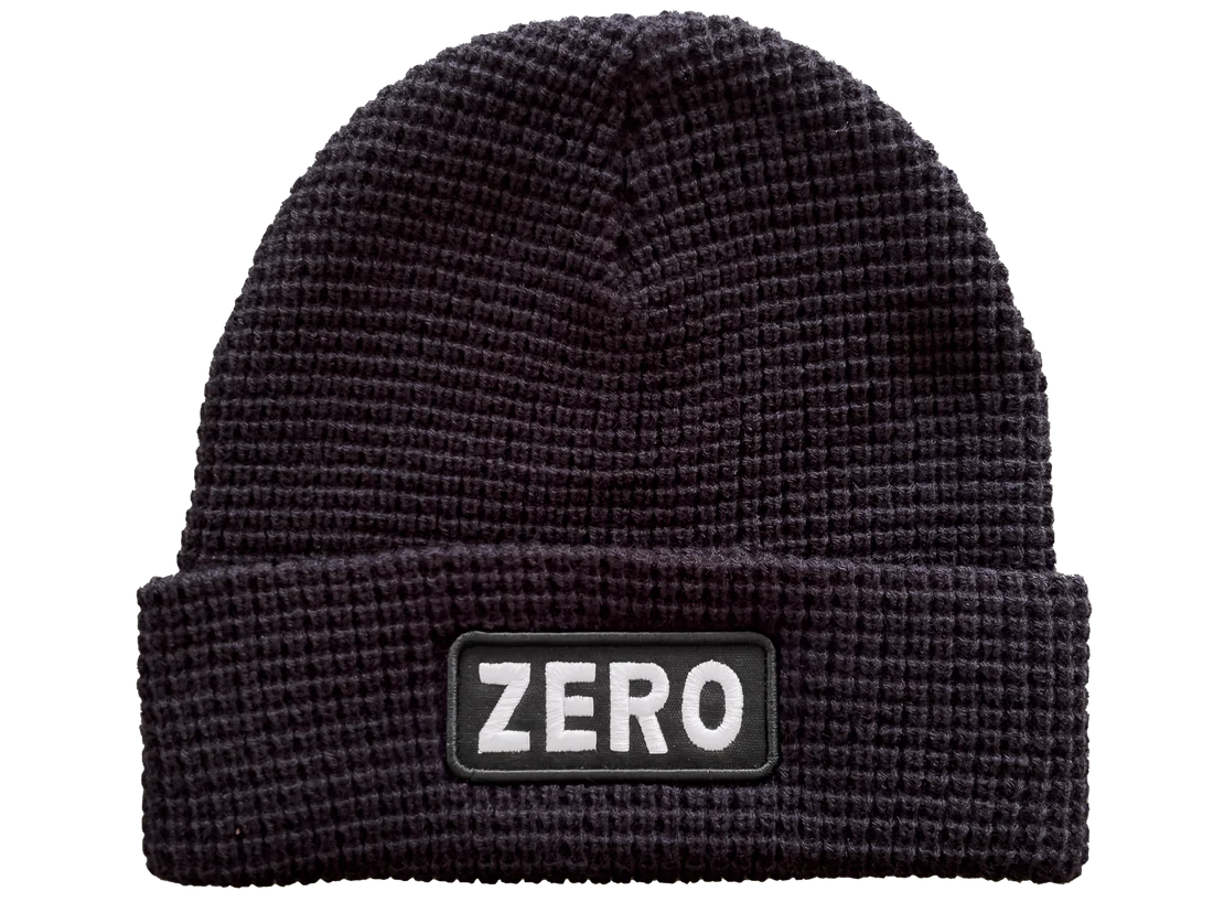 Zero Beanie Army Patch Waffle Knit Black