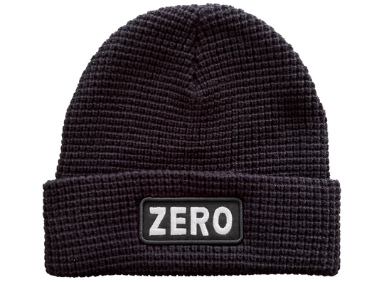 Zero Beanie Army Patch Waffle Knit Black