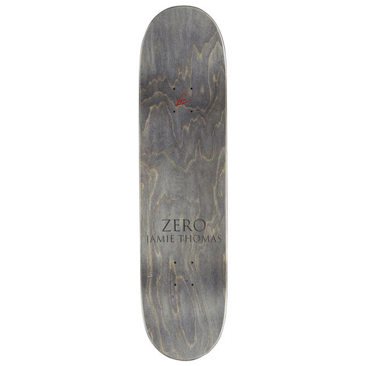 Skateboard deck with 'Zero Jamie Thomas' branding on a white background