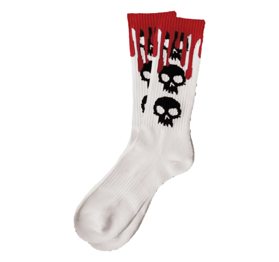 Zero Socks 3 Skull Blood White