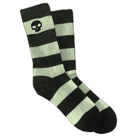 Zero Socks Skull Striped GlowIn the Dark Black