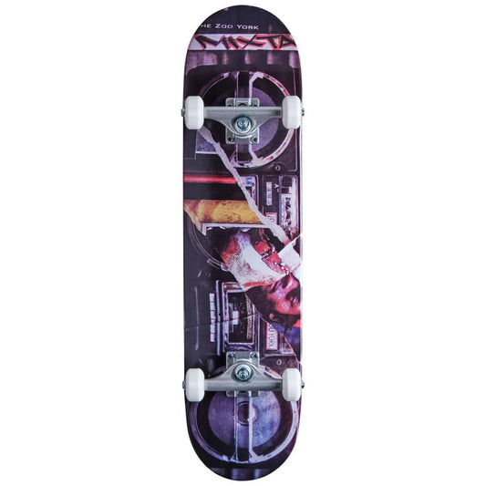 Skateboard with a colorful design on a white background