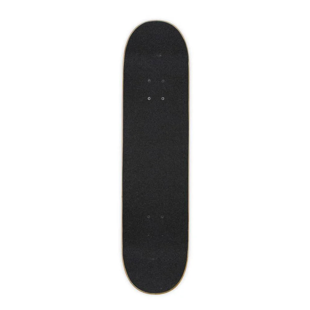 Black skateboard deck on a white background