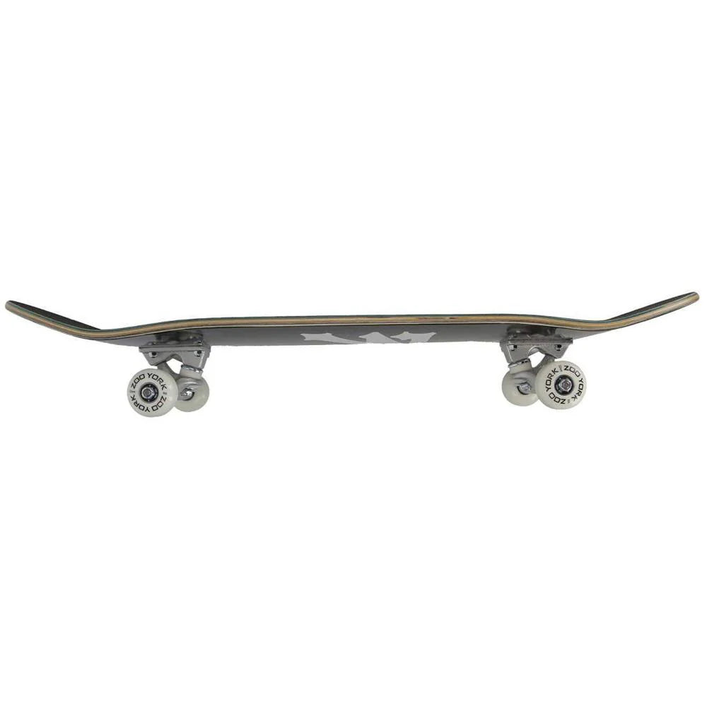 Skateboard with a camouflage pattern on a white background