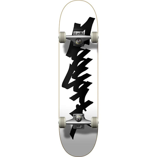 Skateboard with a black and white design on a white background