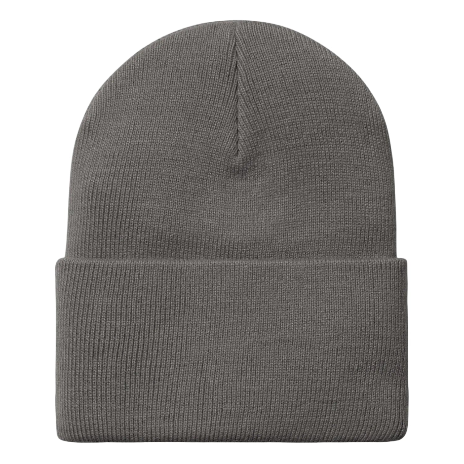 Gray knit beanie on a light gray background