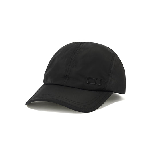 Black cap with a logo on a white background