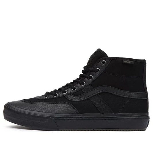 Vans Crockett High Butter Leather Black Black Shoes