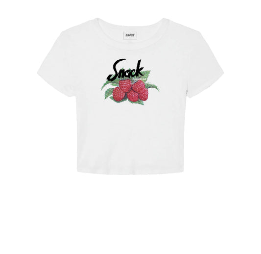 Snack Skateboards Shirt Raspberry Baby Tee White