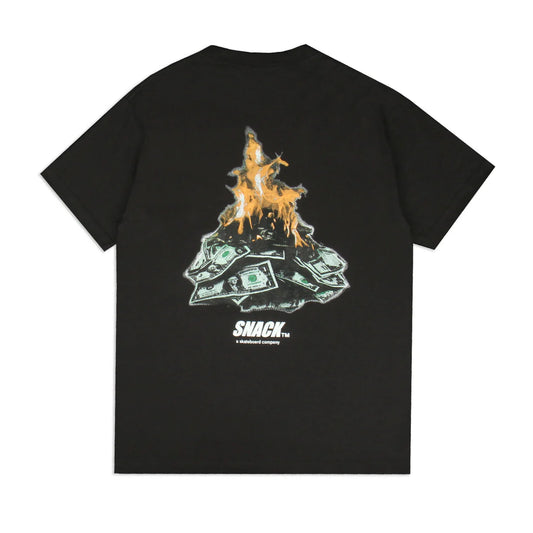 Snack Skateboards Shirt Burning Money Tee Black