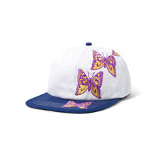 Load image into Gallery viewer, Butter Goods Butterfly 6 Panel Cap - White/Blue
