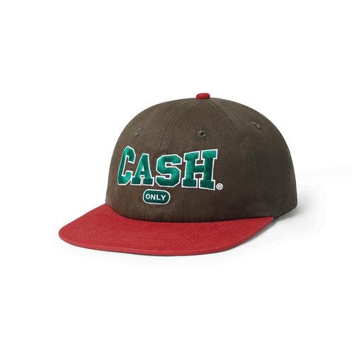 CASH ONLY COLLEGE 6 PANEL CAP - BROWN/RED
