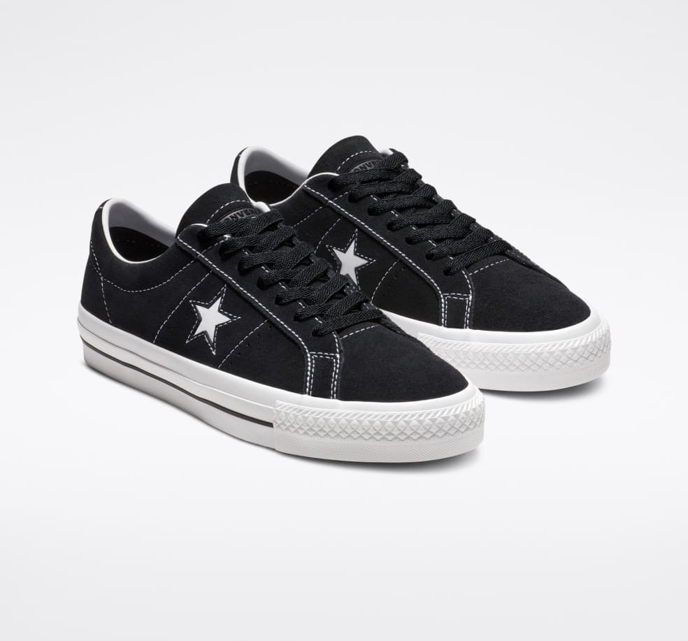 CONVERSE CONS ONE STAR PRO BLACK WHITE WHITE SHOES