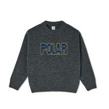Load image into Gallery viewer, POLAR SKATE CO. EARTHQUAKE LOGO KNIT SWEATER - GREY