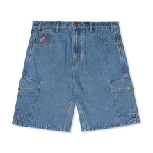 Load image into Gallery viewer, CASH ONLY DENIM CARGO SHORTS - WASHED INDIGO
