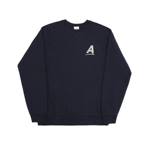 ALLTIMERS STRIGHT A'S EMBROIDERED HEAVY CREWNECK - NAVY