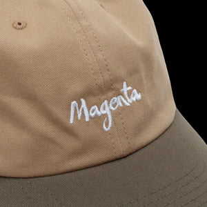 Magenta Brush Dad Hat - Khaki