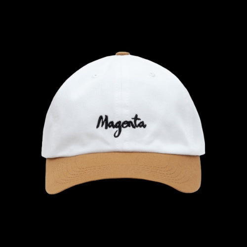 Magenta Brush Dad Hat - White
