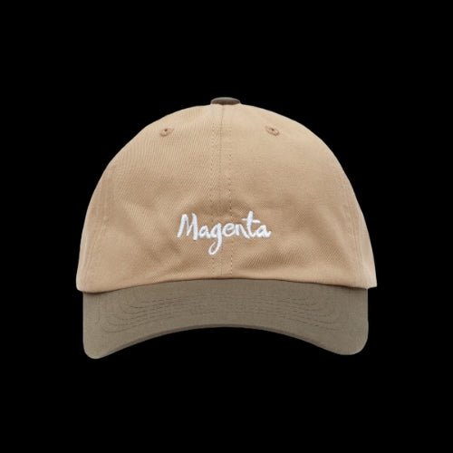 Magenta Brush Dad Hat - Khaki